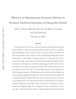 Efficiency for Regularization Parameter Selection in Penalized
  Likelihood Estimation of Misspecified Models