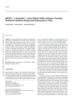 pROST : A Smoothed Lp-norm Robust Online Subspace Tracking Method for
  Realtime Background Subtraction in Video