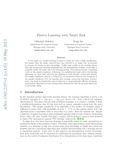 Passive Learning with Target Risk