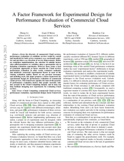 A Factor Framework for Experimental Design for Performance Evaluation of
  Commercial Cloud Services