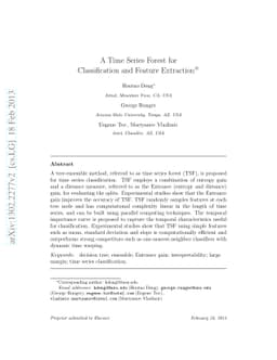 A Time Series Forest for Classification and Feature Extraction