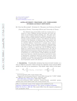 Alpha-diversity processes and normalized inverse-Gaussian diffusions