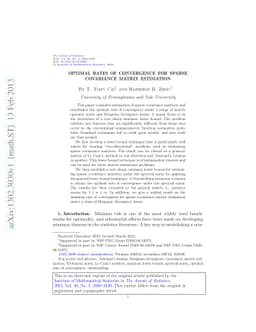 Optimal rates of convergence for sparse covariance matrix estimation