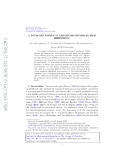 A penalized empirical likelihood method in high dimensions