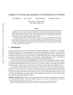 Adaptive Crowdsourcing Algorithms for the Bandit Survey Problem