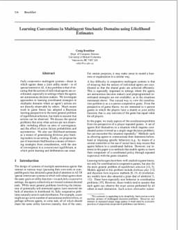 Learning Conventions in Multiagent Stochastic Domains using Likelihood
  Estimates