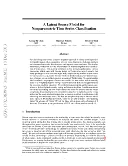 A Latent Source Model for Nonparametric Time Series Classification