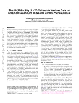The (Un)Reliability of NVD Vulnerable Versions Data: an Empirical
  Experiment on Google Chrome Vulnerabilities