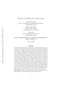 Metrics for Multivariate Dictionaries