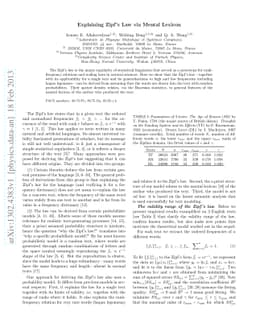 Explaining Zipf's Law via Mental Lexicon