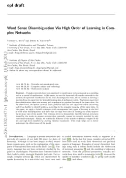 Word sense disambiguation via high order of learning in complex networks