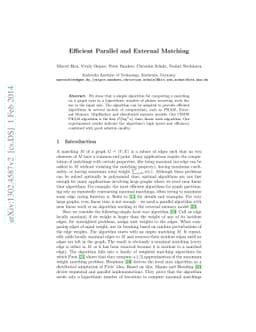 Efficient Parallel and External Matching