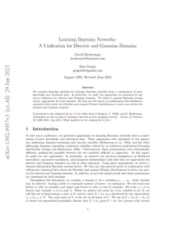 Learning Bayesian Networks: A Unification for Discrete and Gaussian
  Domains
