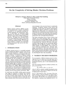 On the Complexity of Solving Markov Decision Problems