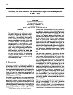 Exploiting the Rule Structure for Decision Making within the Independent
  Choice Logic