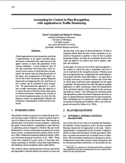 Accounting for Context in Plan Recognition, with Application to Traffic
  Monitoring