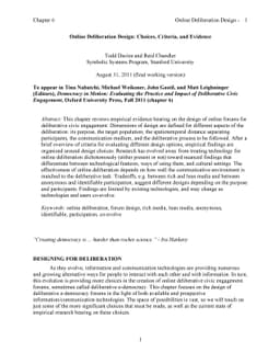 Online Deliberation Design: Choices, Criteria, and Evidence