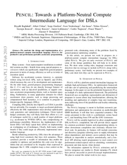 PENCIL: Towards a Platform-Neutral Compute Intermediate Language for
  DSLs