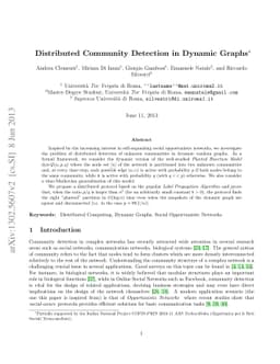 Distributed Community Detection in Dynamic Graphs