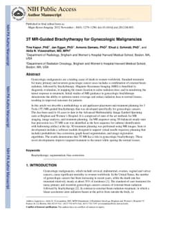 3T MR-Guided Brachytherapy for Gynecologic Malignancies
