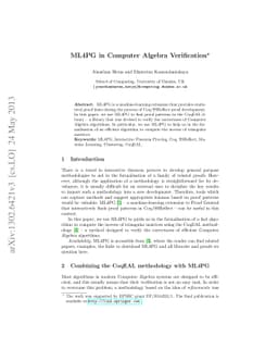 ML4PG in Computer Algebra verification
