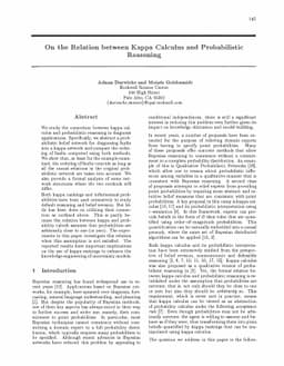 On the Relation between Kappa Calculus and Probabilistic Reasoning