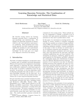 Learning Bayesian Networks: The Combination of Knowledge and Statistical
  Data
