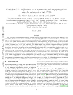 Matrix-free GPU implementation of a preconditioned conjugate gradient
  solver for anisotropic elliptic PDEs