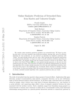 Online Similarity Prediction of Networked Data from Known and Unknown
  Graphs