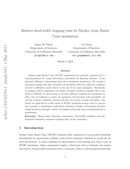 Relative fixed-width stopping rules for Markov chain Monte Carlo
  simulations
