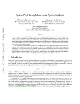 Sparse PCA through Low-rank Approximations