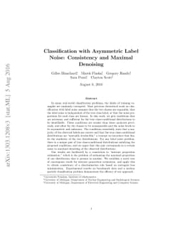 Classification with Asymmetric Label Noise: Consistency and Maximal
  Denoising