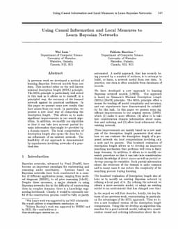 Using Causal Information and Local Measures to Learn Bayesian Networks