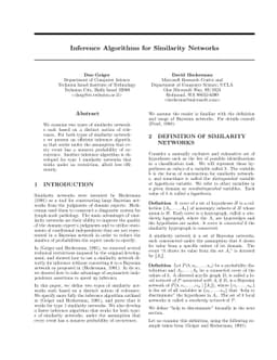 Inference Algorithms for Similarity Networks