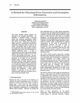 A Method for Planning Given Uncertain and Incomplete Information