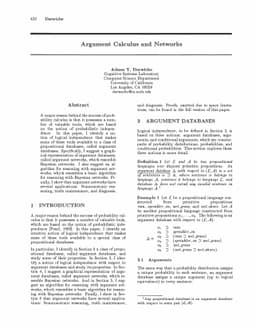 Argument Calculus and Networks
