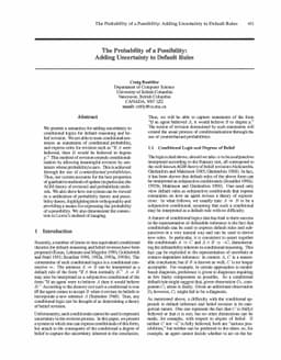 The Probability of a Possibility: Adding Uncertainty to Default Rules