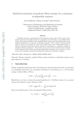 Statistical estimation of quadratic Rényi entropy for a stationary
  m-dependent sequence