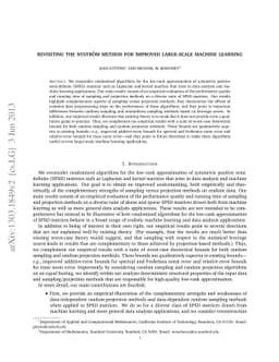 Revisiting the Nystrom Method for Improved Large-Scale Machine Learning