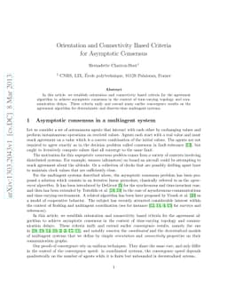Orientation and Connectivity Based Criteria for Asymptotic Consensus