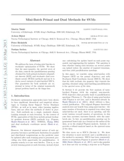 Mini-Batch Primal and Dual Methods for SVMs