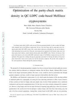 Optimization of the parity-check matrix density in QC-LDPC code-based
  McEliece cryptosystems