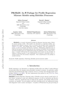 PReMiuM: An R Package for Profile Regression Mixture Models using
  Dirichlet Processes