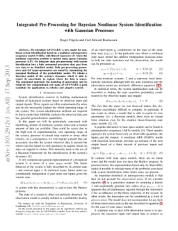 Integrated Pre-Processing for Bayesian Nonlinear System Identification
  with Gaussian Processes
