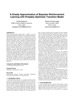A Greedy Approximation of Bayesian Reinforcement Learning with Probably
  Optimistic Transition Model