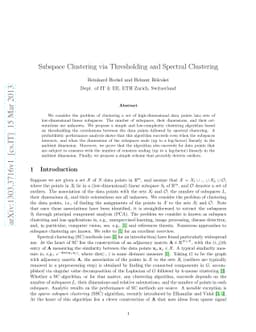 Subspace Clustering via Thresholding and Spectral Clustering