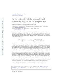 On the optimality of the aggregate with exponential weights for low
  temperatures