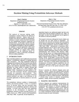 Decision Making Using Probabilistic Inference Methods