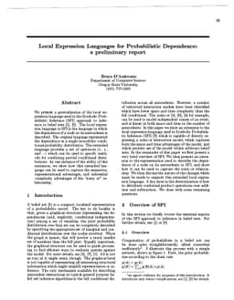 Local Expression Languages for Probabilistic Dependence: a Preliminary
  Report
