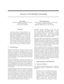 Advances in Probabilistic Reasoning
